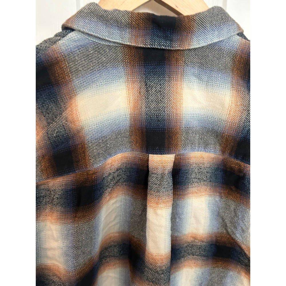 Madewell Plaid Flannel Button Down Shirt Blue Orange Ombre Cotton Small - Picture 8 of 8